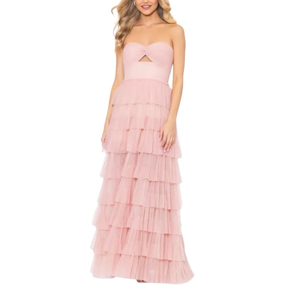 Aqua Dresses & Skirts - NWT AQUA Cut Out Ruffle Tiered Gown Dress Size 4